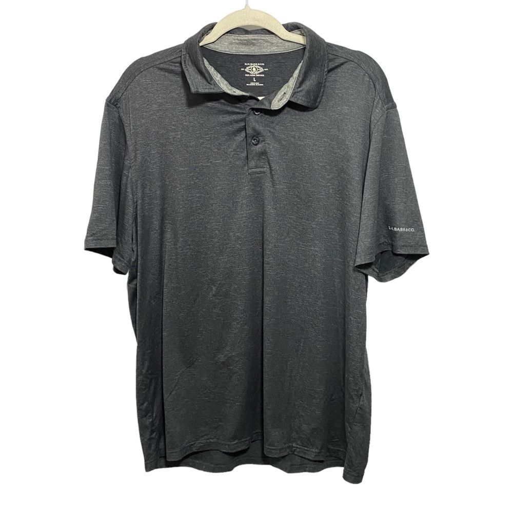 Gh Bass Co Mens Sz Large Polo Shirt Heather Gray Short Sleeve Soft Collared
